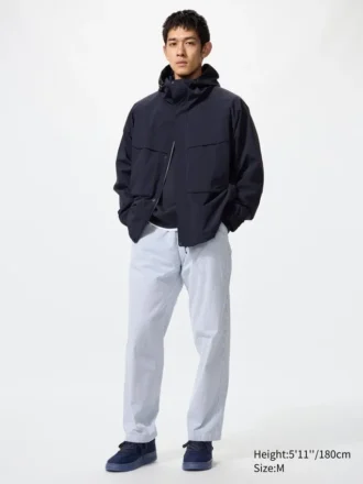Unisex stretch broek met losse enkellengte | Seersucker