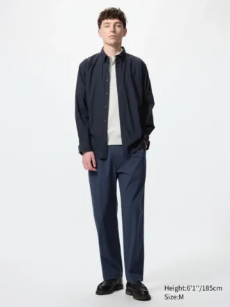 Unisex stretch broek met losse enkellengte | Seersucker
