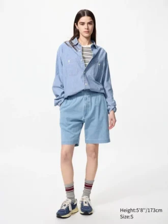 Unisex stretch Easy Shorts | Denim | 8″