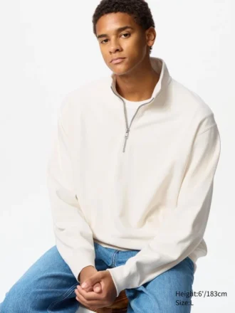 Unisex sweater met halve rits