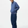 Unisex sweater met halve rits