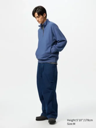 Unisex sweater met halve rits