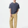 Unisex T-shirt met henley-hals