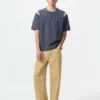 Unisex T-shirt met henley-hals