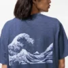 Unisex Ukiyo-E Blue UT T-shirt met print