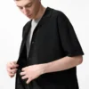 Unisex wasbaar gebreid overhemd | Korte mouwen