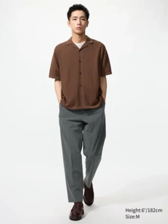 Unisex wasbaar gebreid overhemd | Korte mouwen