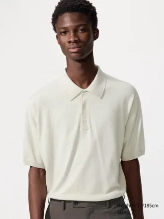 Unisex wasbare gebreide Poloshirt | Korte mouwen