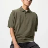 Unisex wasbare gebreide Poloshirt | Korte mouwen