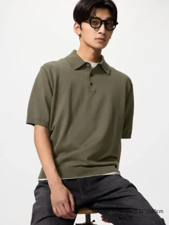 Unisex wasbare gebreide Poloshirt | Korte mouwen