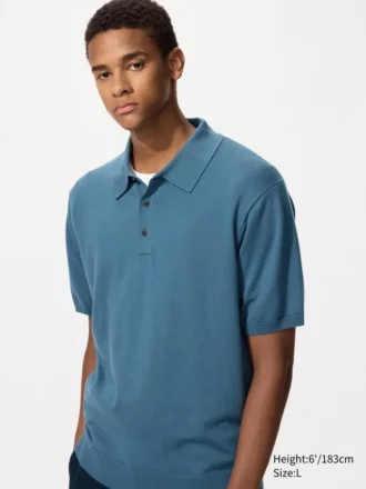 Unisex wasbare gebreide Poloshirt | Korte mouwen