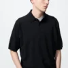 Unisex wasbare gebreide Poloshirt | Korte mouwen
