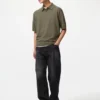 Unisex wasbare gebreide Poloshirt | Korte mouwen