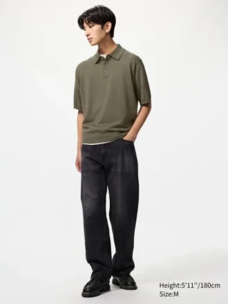 Unisex wasbare gebreide Poloshirt | Korte mouwen