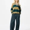 Vrouwen’s gladde katoenen relaxte Poloshirt | Gestreepte