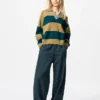 Vrouwen’s gladde katoenen relaxte Poloshirt | Gestreepte