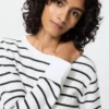 Wafel-T-shirt voor dames | Gestreepte