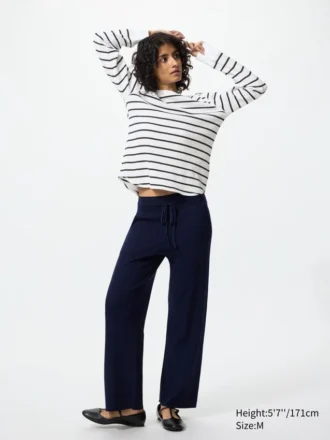 Wafel-T-shirt voor dames | Gestreepte