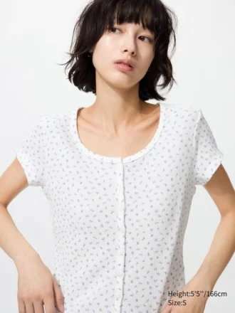 Waffle Full Open Mini T-shirt voor dames | Patroon