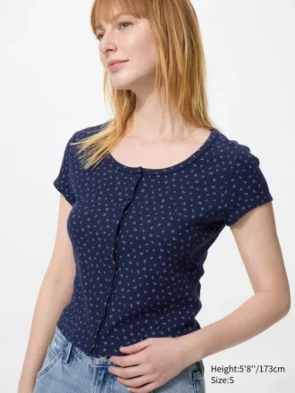 Waffle Full Open Mini T-shirt voor dames | Patroon