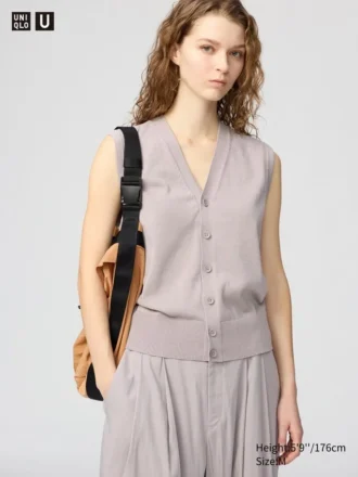 Wasbaar gebreid gilet met knopen voor dames