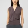 Wasbaar gebreid gilet met knopen voor dames