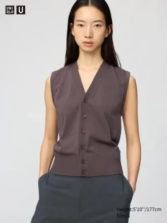 Wasbaar gebreid gilet met knopen voor dames