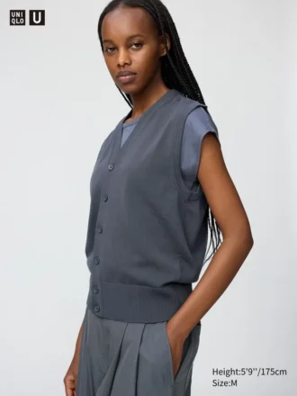 Wasbaar gebreid gilet met knopen voor dames