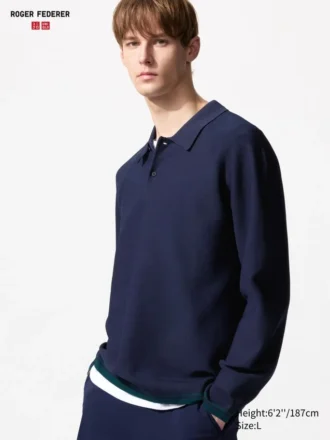 Wasbare 3D Knit-gebreide poloshirt voor heren | Longsleeves