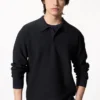 Wasbare 3D Knit-gebreide poloshirt voor heren | Longsleeves