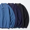Wasbare 3D Knit-gebreide poloshirt voor heren | Longsleeves
