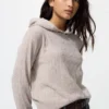 Wasbare gebreide Hoodie met kabelpatroon voor dames