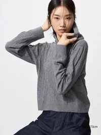 Wasbare gebreide Hoodie met kabelpatroon voor dames