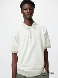 Wasbare gebreide poloshirt voor heren | Korte mouwen | Gestreepte