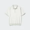 Wasbare gebreide poloshirt voor heren | Korte mouwen | Gestreepte