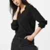 Wasbare geribde Poloshirt voor dames