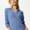Wasbare geribde Poloshirt voor dames