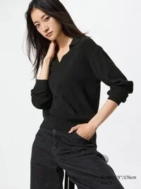 Wasbare geribde Poloshirt voor dames