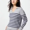 Wasbare geribde Poloshirt voor dames | Gestreepte