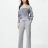 Wasbare geribde Poloshirt voor dames | Gestreepte
