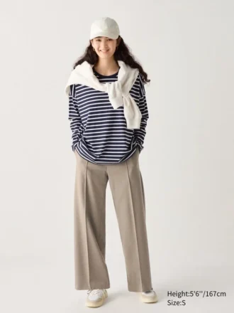 Wijde broek van geborsteld jersey voor dames