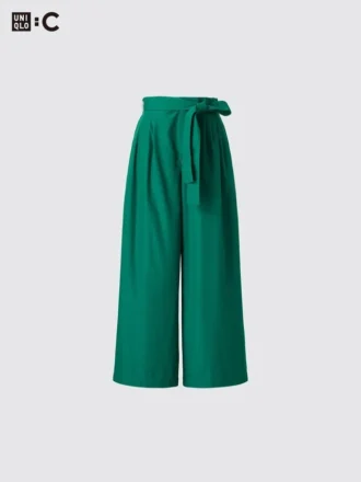 Wijde enkellange broek met riemen voor dames