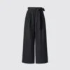 Wijde enkellange broek met riemen voor dames