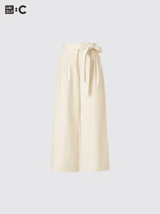 Wijde enkellange broek met riemen voor dames