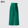 Wijde enkellange broek met riemen voor dames