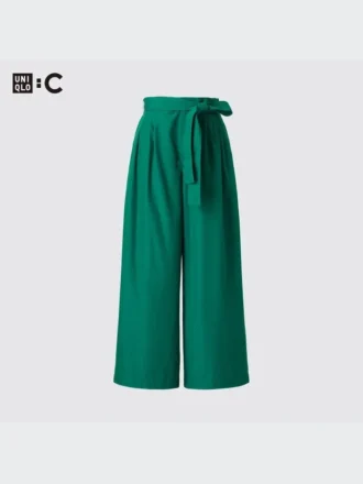 Wijde enkellange broek met riemen voor dames
