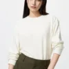 Zacht gebreid fleece T-shirt voor dames | Longsleeves