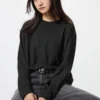Zacht gebreid fleece T-shirt voor dames | Longsleeves