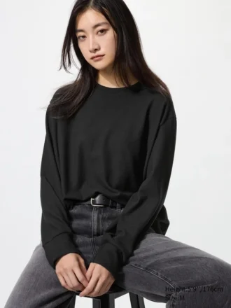 Zacht gebreid fleece T-shirt voor dames | Longsleeves