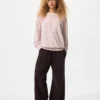 Zacht gebreid fleece T-shirt voor dames | Longsleeves
